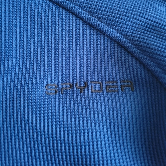 Spyder Pullover Mens Medium Blue 1/4 Zip Sweater Casual Motorcycle Knit - Picture 5 of 5